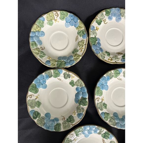 METLOX Poppy Trail Sculptured Blue Grape Vintage Saucers-Set of 8 - Picture 2 of 7
